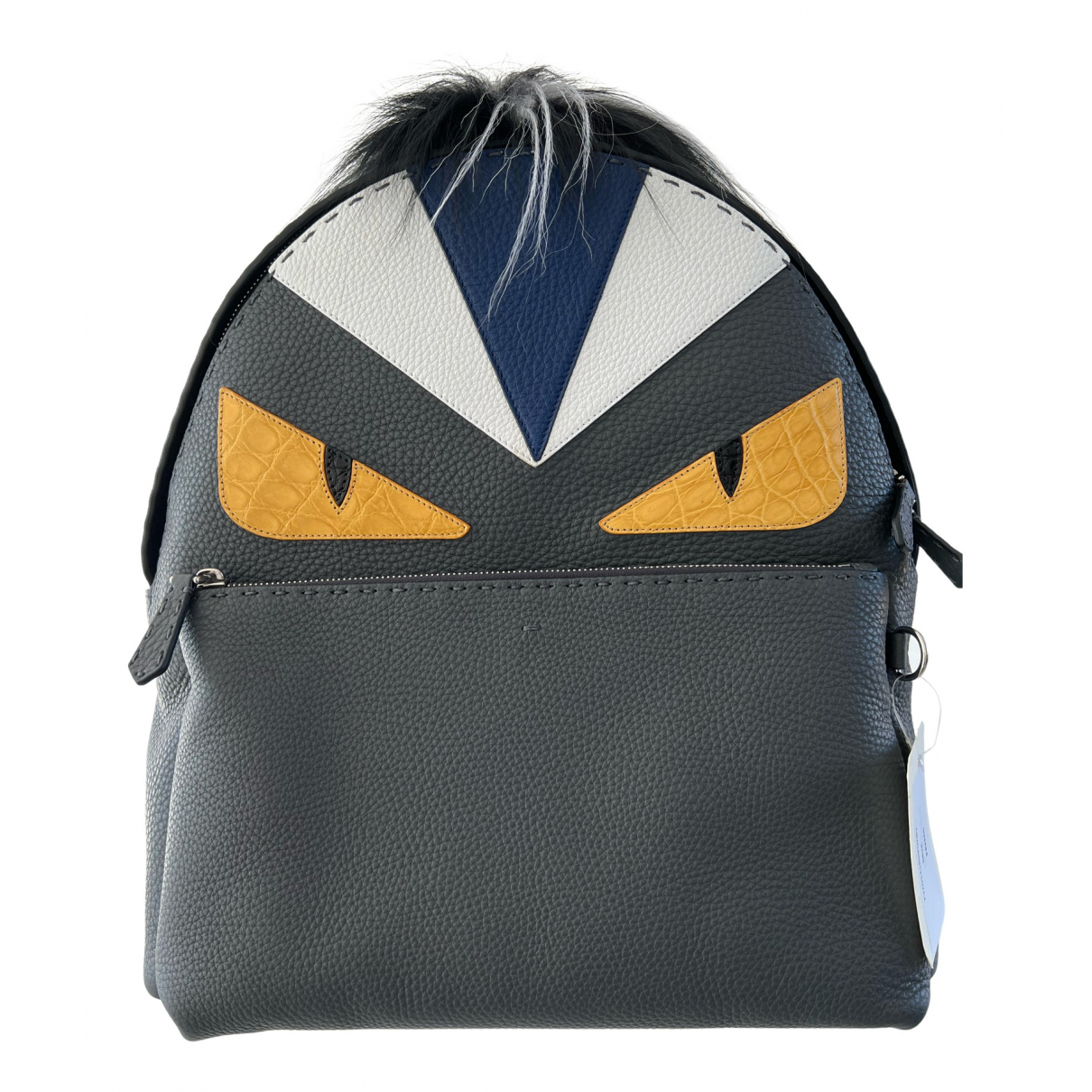 Leather travel bag Fendi Grey in 